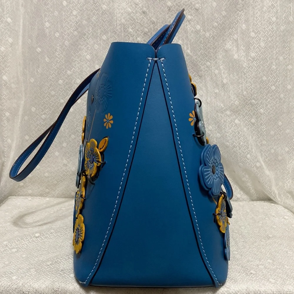 *SOLD*Coach Rogue Leather Tote With Linked Tea Rose In In River/black Copper - Picture 10 of 17